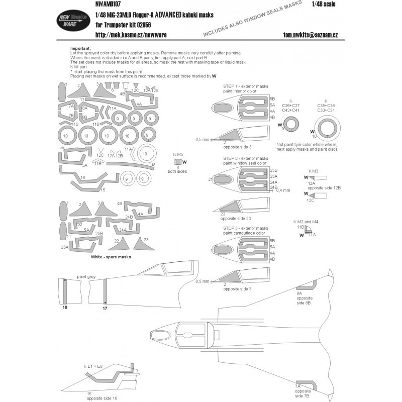 Ensemble Mikoyan MiG-23MLD Flogger-K ADVANCED (conçu pour être utilisé avec les kits Trumpeter)