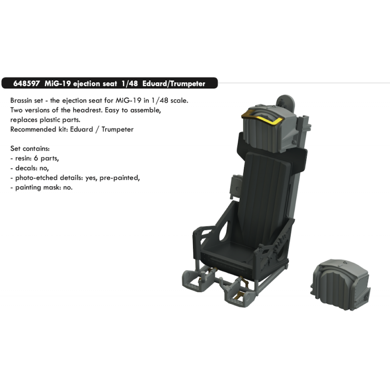 Siège éjectable Mikoyan MiG-19 (conçu pour être utilisé avec les kits Eduard et Trumpeter)