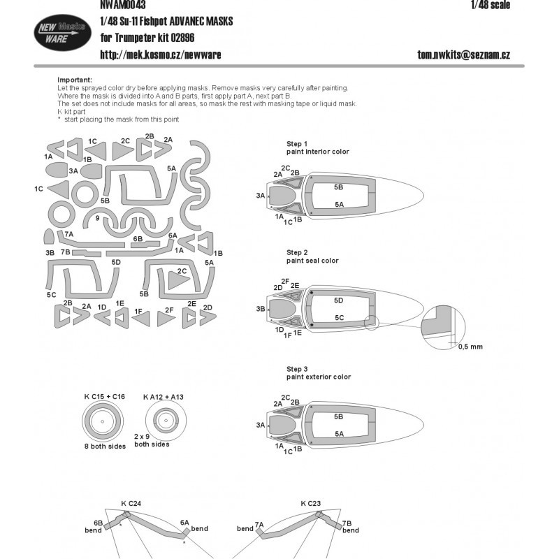 Masque pour Sukhoi Su-11 Fishpot ADVANCED (conçu pour être utilisé avec les kits Trumpeter)