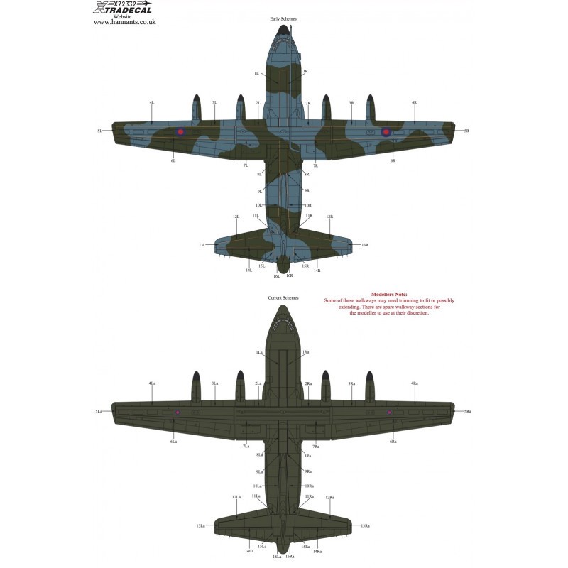 Décal Pochoirs RAF Lockheed C-130 HerculesWalkway. Régimes anciens et actuels [C-130H]