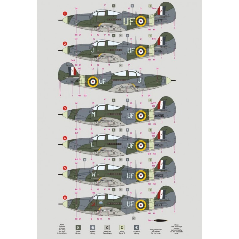 Décal Bell Airacobra Mk.I du No.601 Sq.1. Airacobra Mk.I, AH576, No.601 Sq., Sgt F.