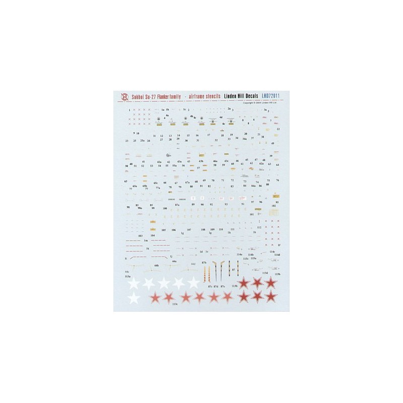 Décal Sukhoi Su-27 Complete Technical Stencil Data (Des manuels VVS) pour 1 avion