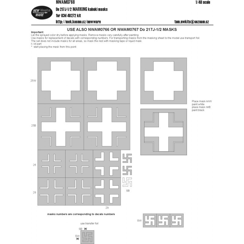 Masques kabuki Dornier Do-217J-1/2 MARKING (conçus pour être utilisés avec les kits ICM)