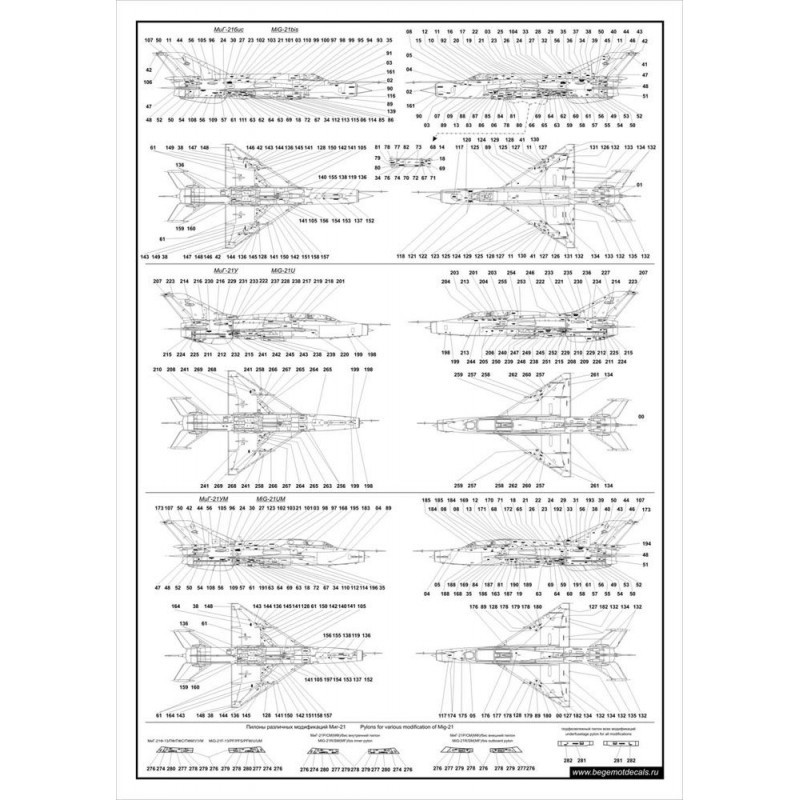 Décal Réimprimé ! Mikoyan MiG-21 Fishbed données de pochoir complètes pour un avion