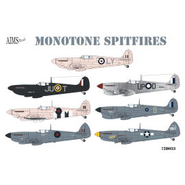 Décal Monotone Supermarine Spitfire Pr.Mk.IV, Pr Mk.IX, PR Mk.IG, Mk.Vc, Mk.Vb