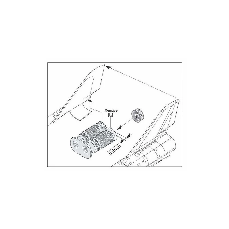 Tuyères d'échappement Dassault Mirage IV (conçues pour être utilisées avec les kits Heller)