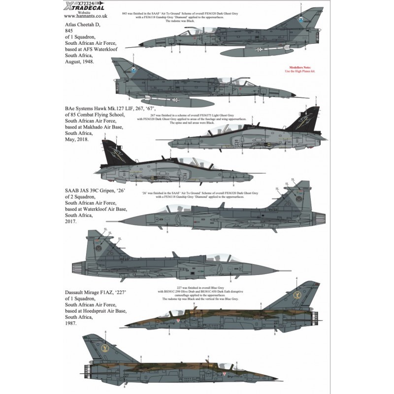 Décal SAAF Fighters/Attack AircraftPost War to Modern Day Collection Pt2 (11)