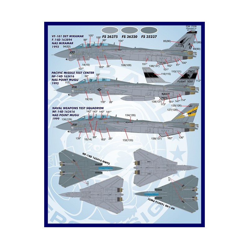 Décal Couleurs et marquages ​​des Grumman F-14 de l'US Navy Part Ten (F/D&S-4819)