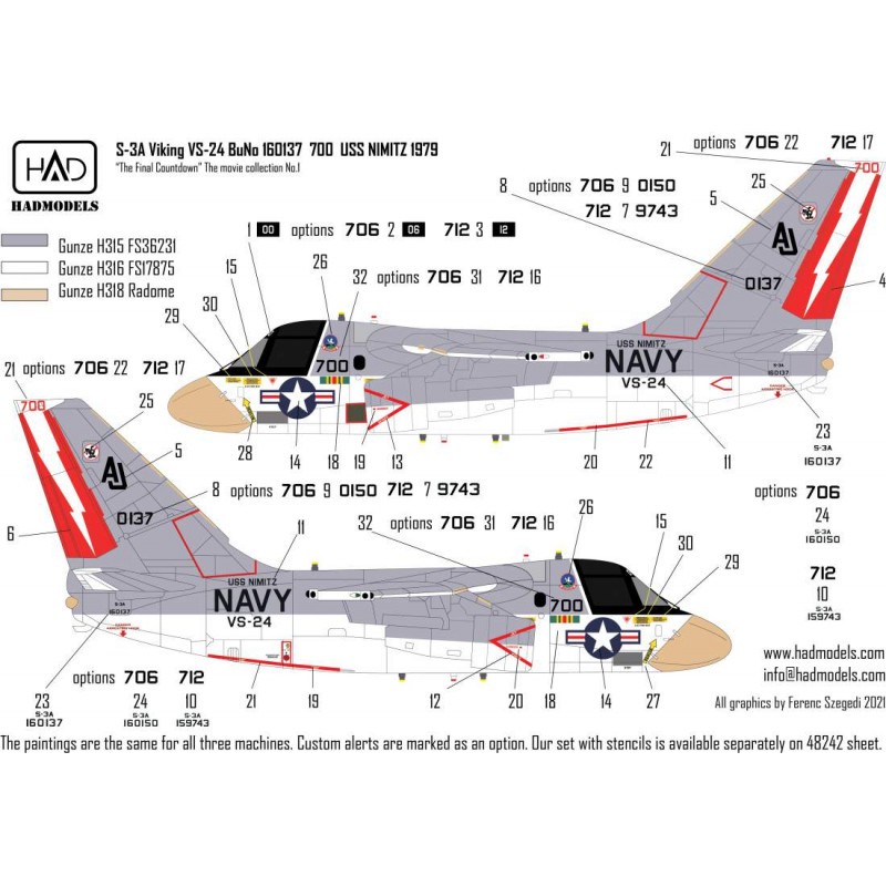 Décal Collection Lockheed S-3A Viking USS Nimitz 1979 'Compte à rebours final'