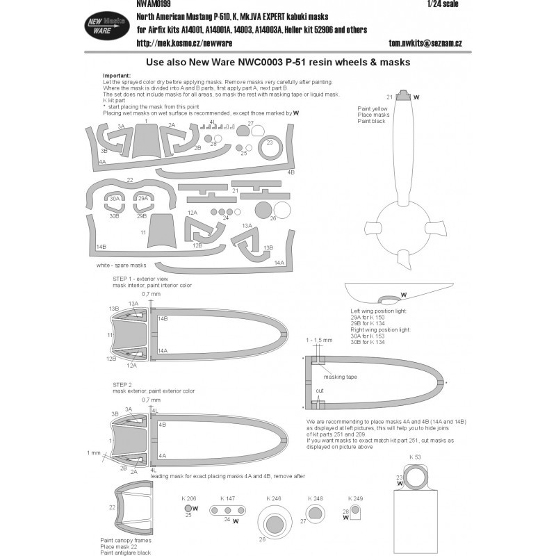 Masques nord-américains P-51D, P-51K, Mk.IVA Mustang EXPERT kabuki