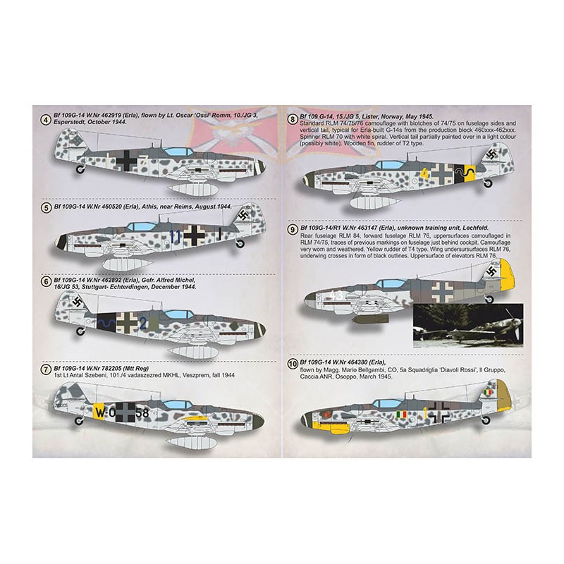 Décal Messerschmitt Bf-10G-14 Late1. Bf-109G-14 W.Nr 166155 (Mtt Reg.)