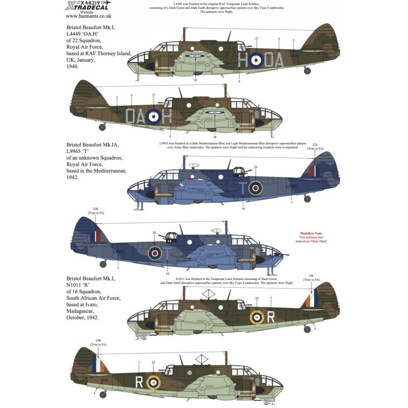 Décal Bristol Beaufort Mk.I/IA Collection Pt1 (9)Bristol Beaufort Mk.I