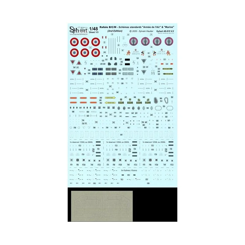 Décal Dassault Rafale B/C/M 'Pochoirs standards' (versions françaises)
