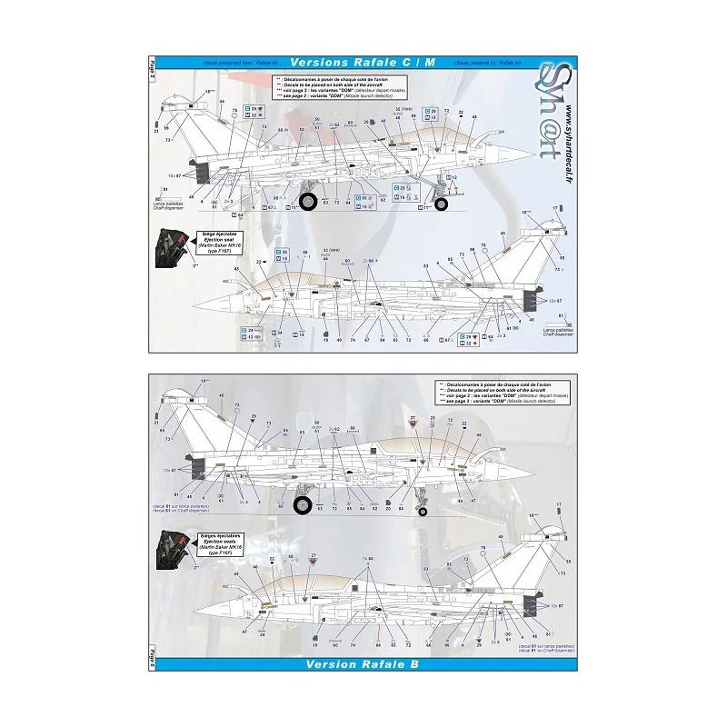 Décal Dassault Rafale B/C/M 'Pochoirs standards' (versions françaises)