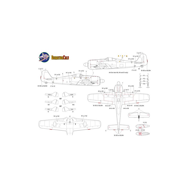 Décal Pochoirs Focke-Wulf Fw-190A, Fw-190F, Fw-190D