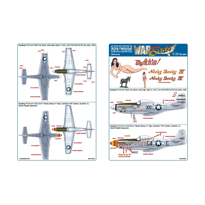 Décal North-American P-51D Mustang 44-73623 'My Achin, (Ass)