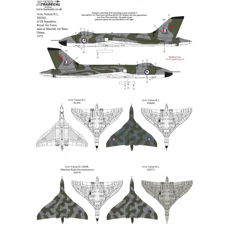 Décal Collection Avro Vulcan Pt.1 (7) Avro Vulcan B.2, XL426