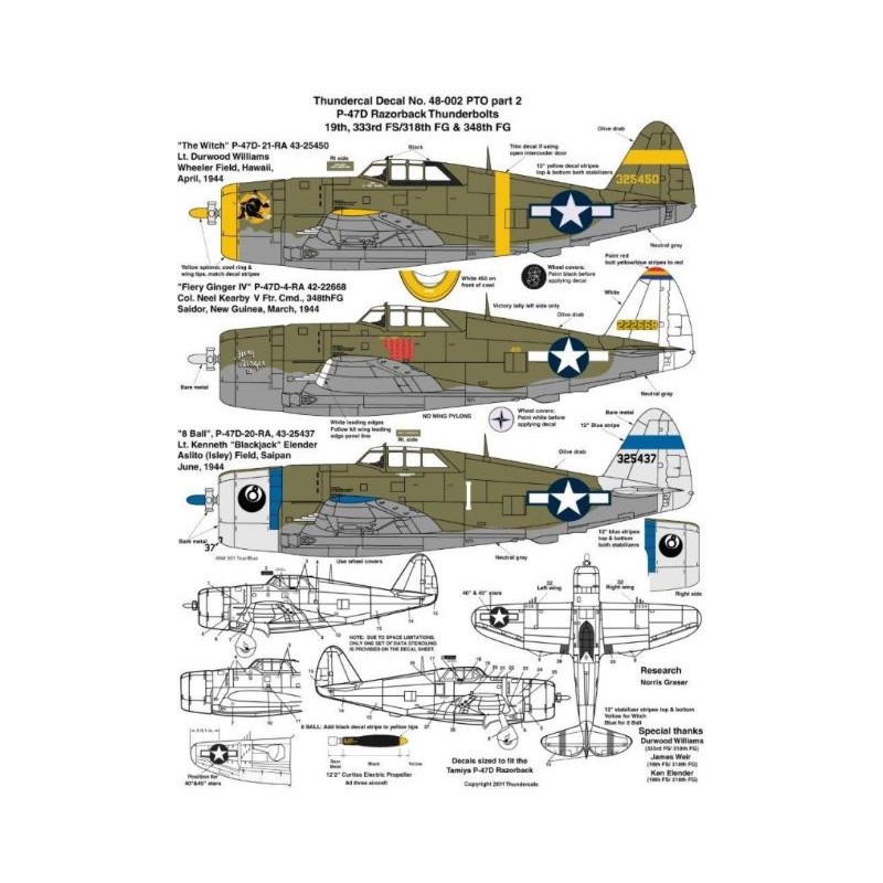 Décal Republic P-47D Thunderbolt 'Razorback' PTO Partie 2 (3)