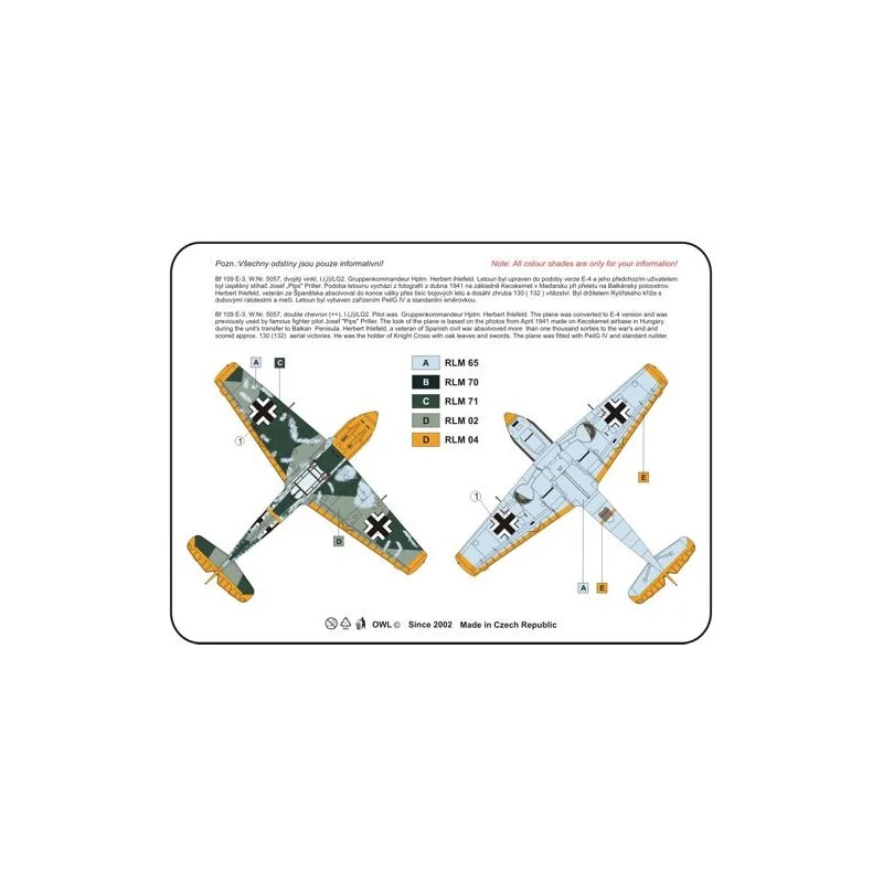 Décal Chasseur de jour Messerschmitt Bf-109E PeilG IV (Ihlefeld)