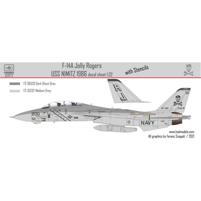 Décal Grumman F-14A Jolly Rogers faible visibilité USS NIMITZ