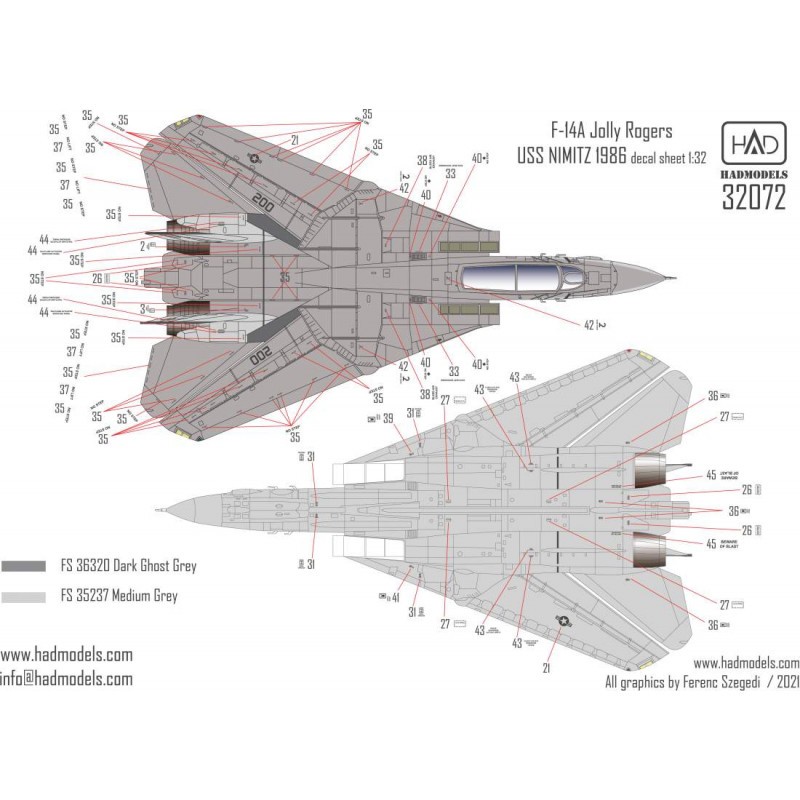 Décal Grumman F-14A Jolly Rogers faible visibilité USS NIMITZ