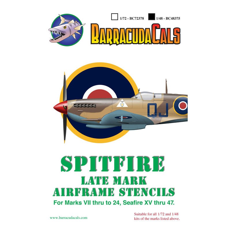 Décal Supermarine Spitfire marque plus tard les pochoirs de la cellule