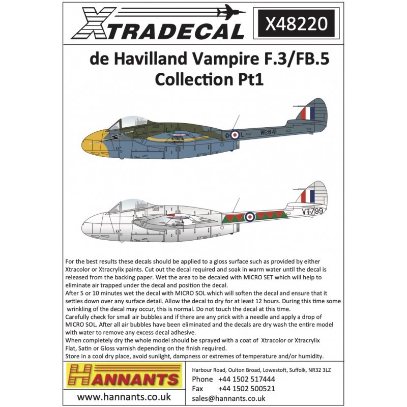 Décal de Havilland Vampire F.3/FB.5 Collection Pt1 (8)