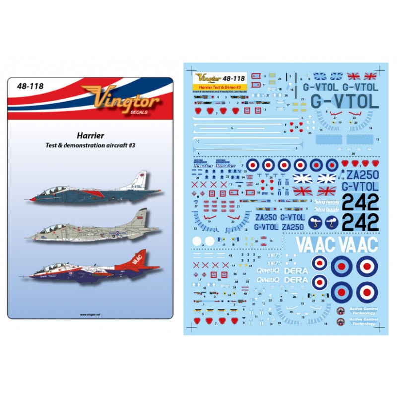 Décal BAe Harrier - Avion de test et de démonstration 3