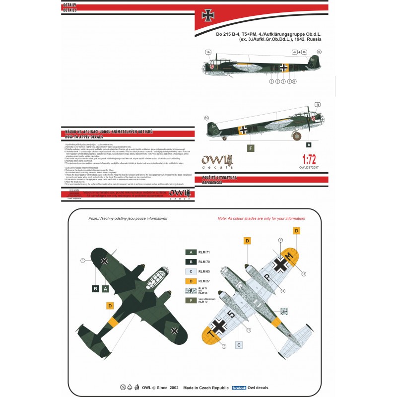 Décal Dornier Do-215B Partie V Do-215B-4 (T5+PM)