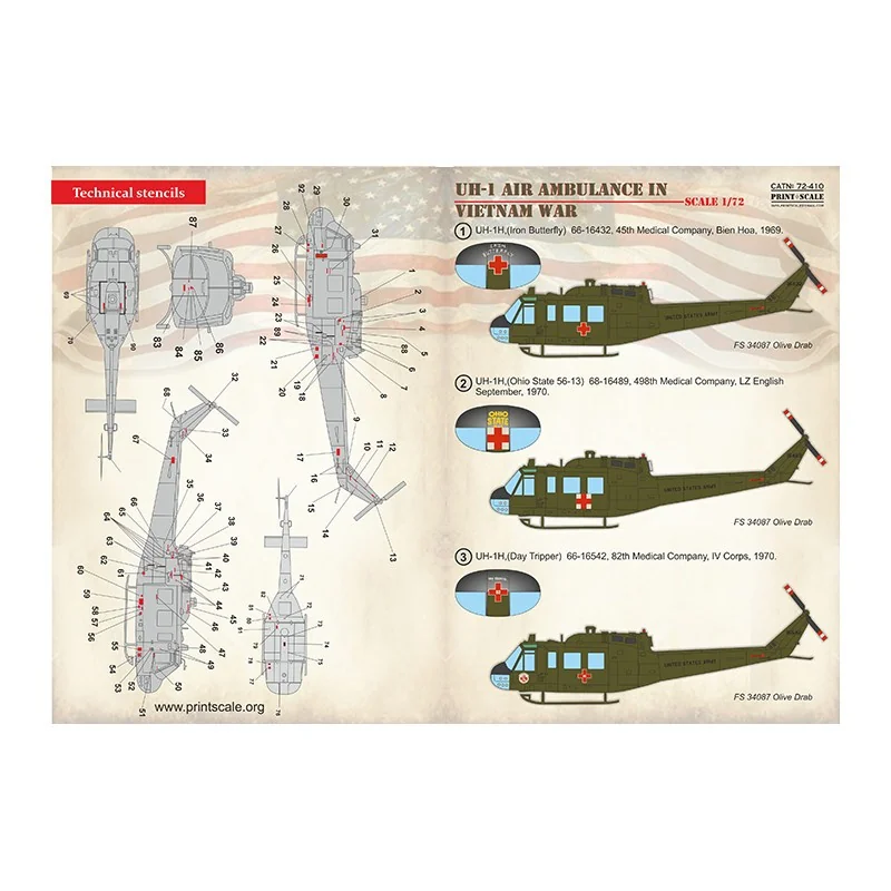 Décal Ambulance aérienne Bell UH-1 pendant la guerre du Vietnam1