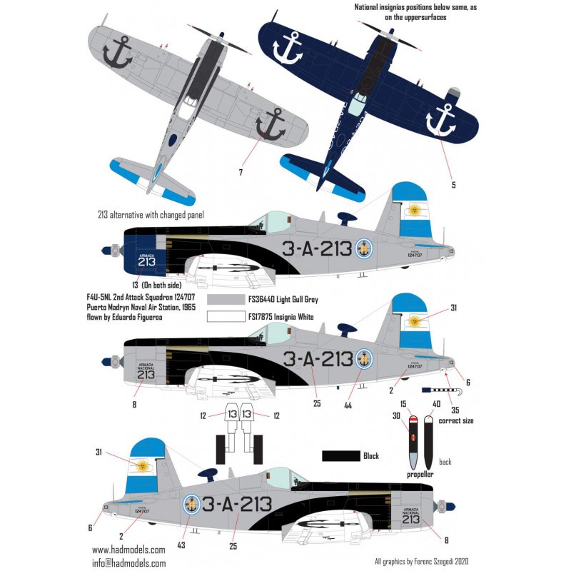 Décal Vought F4U-5NL Corsaires navals argentins