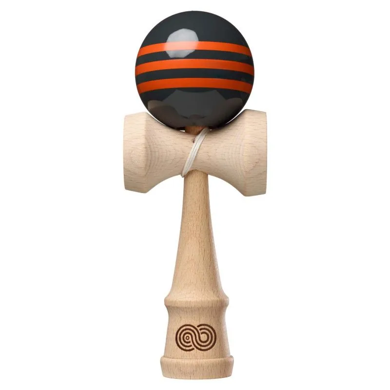 KENDAMA - Kaizen 3 rayures - Noir avec rayures Orange - Vernis