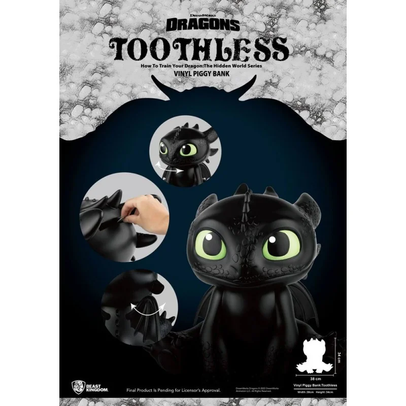 Dragons tirelire Piggy Vinyl Toothless 34 cm