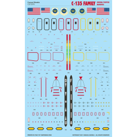 Marquages généraux de la famille C-135 Une feuille complète à l'échelle 1/72 pour les marquages généraux (insignes nationaux, po