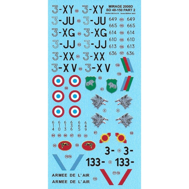 Dassault Mirage 2000D : EC 2/3 'Champagne' & EC 3/3 'Ardennes' Nancy-Ochey & Istrana + Cocardes (6 schémas).