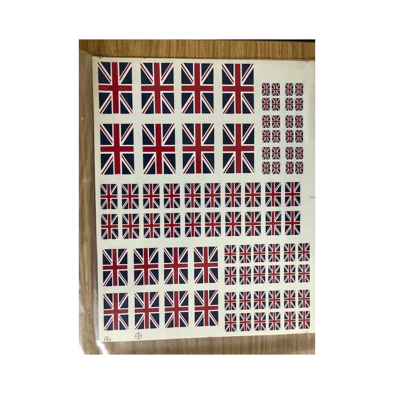 Drapeaux Union Jack assortis tailles approximatives... 13 mm x 8 mm 19 mm x 12 mm 26 mm x 16 mm 38 mm x 24 mm 51 mm x 33 mm