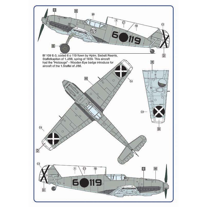 Emils dans la guerre civile espagnole / Décalcomanies, masques - Messerschmitt Bf-109E décalcomanies pc – impressions numériques