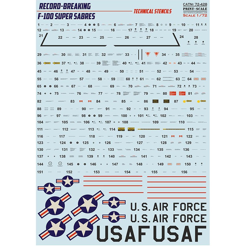 F-100 Super Sabre nord-américain. Pochoirs techniques [F-100C F-100D F-100F]