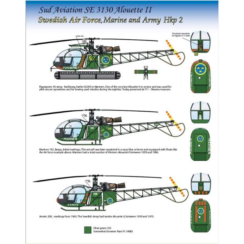 Hkp2 Alouette II dans l'armée de l'air, la marine et l'armée suédoises