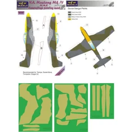 Masques de peinture à motif camouflage North-American Mustang Mk.IV RAF Part I (conçus pour être utilisés avec les kits Dragon, 