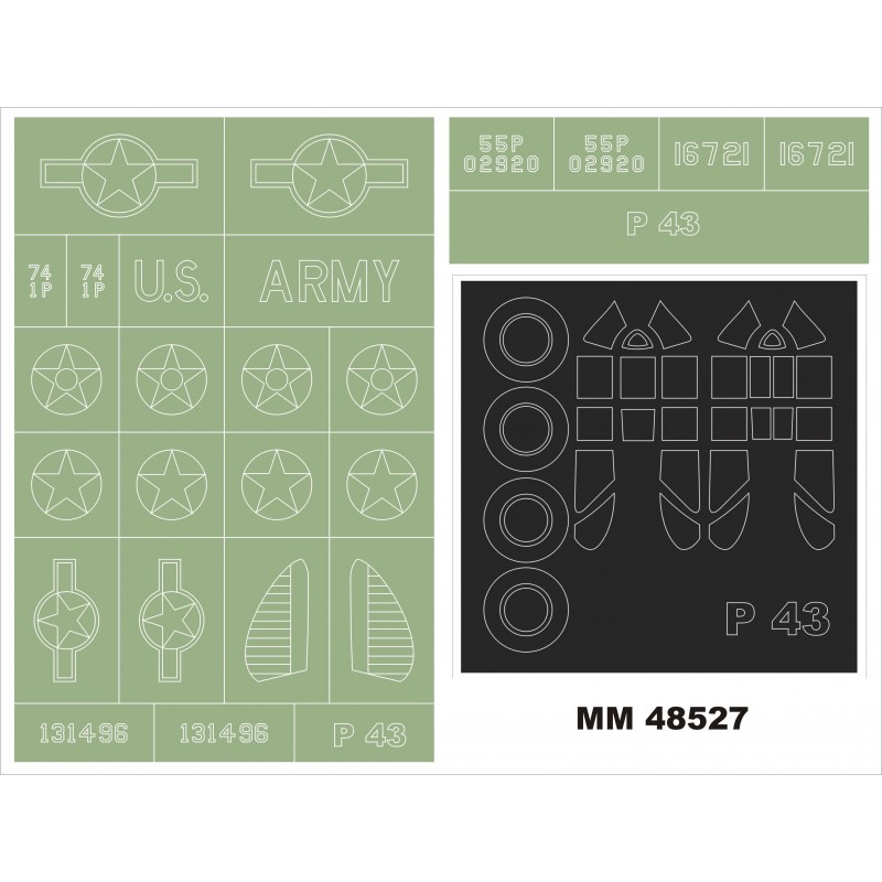 Republic P-43 LANCER (conçu pour être utilisé avec les kits Dora Wings)48029 2 masques à baldaquin (masques à baldaquin intérieu