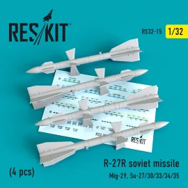 Missile soviétique R-27 R (4 pièces) (Mikoyan MiG-29, Sukhoi Su-27/Su-30/Su-33/Su-34/Su-35) (conçu pour être utilisé avec les ki