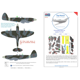 Masque de peinture à motif camouflage Supermarine Spitfire Mk.22/24 "RAF" (conçu pour être utilisé avec les kits Airfix, Eduard 