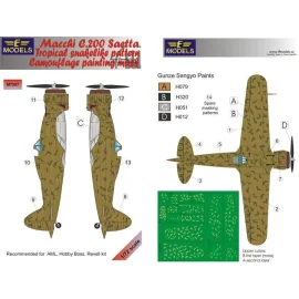 Macchi C.200 Saetta Masque de peinture motif serpent tropical motif camouflage (conçu pour être utilisé avec les kits AML, Hobby