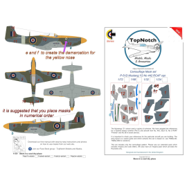 Masque de peinture North-American P-51D Mustang Y2 No 442 RCAF sqn motif camouflage (conçu pour être utilisé avec les kits Airfi