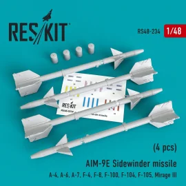 AIM-9E Missile Sidewinder (4 pièces) A-4, A-6, A-7, F-4, F-8, North-American F-100, Lockheed F-104, Republic F-105, Dassault Mir