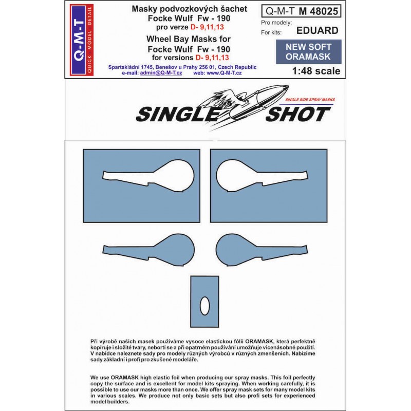 Masques de peinture Focke-Wulf Fw-190D-9/Fw-190D-11/Fw-190D-13 (conçus pour être utilisés avec les kits Eduard) fabriqués à part