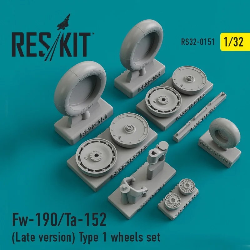 Jeu de roues Focke-Wulf Fw-190/Ta-152 (Late version) Type 1 (conçu pour être utilisé avec les kits FROG, Hasegawa, Kitty Hawk et