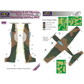 Douglas A-1H Skyraider USAF in Vietnam Camouflage Pattern Paint mask (conçu pour être utilisé avec les kits Trumpeter et Zoukei-