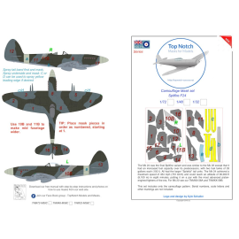 Masque de peinture à motif camouflage Supermarine Spitfire Mk.24 (conçu pour être utilisé avec les kits Airfix, Eduard et Falcon